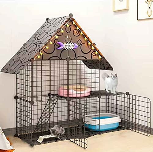 Katzenkäfige für den Innenbereich, groß, mit Dach, großer Katzenstall, abnehmbares Katzenhaus, schwarz – 111 x 39 x 110/111 x 75 x 146/111 x 111 x 146 (Farbe: A, Größe: 111 x 39 x 110) von CENAP