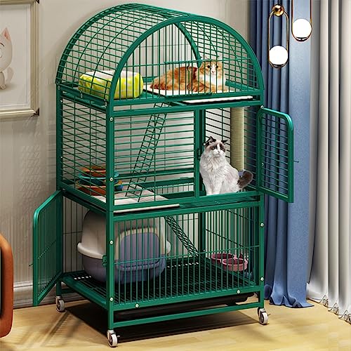 CENAP Katzenkäfiggehege für den Innenbereich, Katzenlaufstall, Boden mit Rädern, einstellbare Richtung, mit Katzentoilette, Katzentoilette und Tablett, Metalldraht-Zwingerkiste (Größe: 79 * 63 * 1 CENAP Katzenkäfiggehege für den Innenbereich, Katzenlaufstall, Boden mit Rädern, einstellbare Richtung, mit Katzentoilette, Katzentoilette und Tablett, Metalldraht-Zwingerkiste (Größe: 79 * 63 * 1 von CENAP