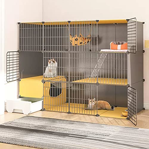 Haustier-Laufstall – 3-stöckiger Katzenkäfig, großes DIY-Katzengehege mit Katzentoilette, Katzenkäfig-Laufstall für den Innenbereich, Kleintierzaun, Katzengehege, großer Übungsplatz, ideal, Haustier-Laufstall – 3-stöckiger Katzenkäfig, großes DIY-Katzengehege mit Katzentoilette, Katzenkäfig-Laufstall für den Innenbereich, Kleintierzaun, Katzengehege, großer Übungsplatz, ideal, von CENAP