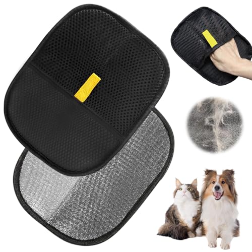 2er-Pack antistatische Tierhaarhandschuhe, doppelseitiger Fellpflegehandschuh für Katzen und Hunde zum Waschen, Enthaaren und Bürsten – Wiederverwendbare Enthaarungshandschuhe mit Massagenoppen von CENCERY
