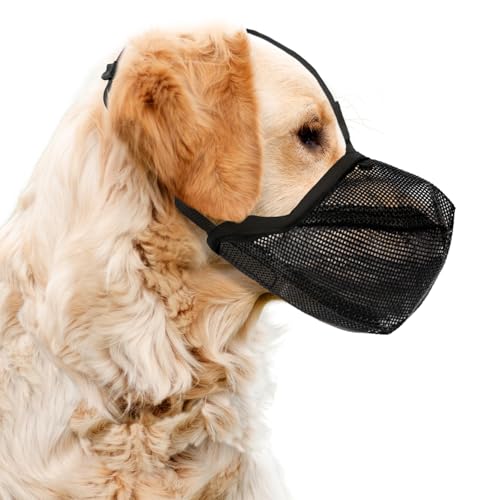 Hundemaulkorb aus weichem, atmungsaktivem Netzgewebe – verstellbar, reflektierend, Antibell-, Biss- und Kauschutz für kleine, mittelgroße und große Hunde, sicher beim Hecheln und Trinken (Größe L) von CENCERY