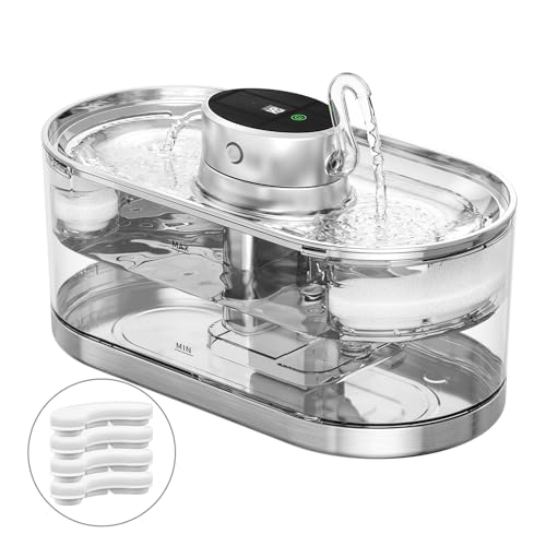 Cat Water Fountain Cordless, 3,061.7 g/3.2L Cengcen Wireless Pet Water Fountains Battery Operated 5000mAh, Chew-Proof Charging Cable with Adapter, Stainless Steel Transparent, Premium Edition Cat Water Fountain Cordless, 3,061.7 g/3.2L Cengcen Wireless Pet Water Fountains Battery Operated 5000mAh, Chew-Proof Charging Cable with Adapter, Stainless Steel Transparent, Premium Edition von CENGCEN