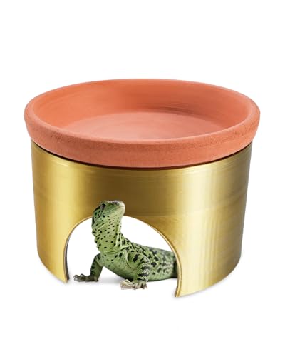 CENIBBLE Reptilien-Wassernapf mit Kühlsystem, Terrakotta und 3D-bedrucktem Kunststoff, Klettertier-Lebensraum für Eidechsen und kleine Reptilien von CENIBBLE