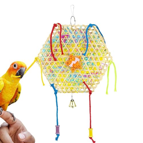 CENMOO Vogelhäcksler, Futterzerkleinerer, Kauspielzeug mit Aufhängung für Klettervögel, sechseckig, universal, weich, mehrfarbig, für Finken und Wellensittiche von CENMOO