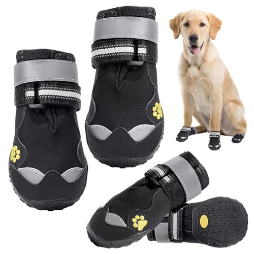 Stiefel für Hunde, Hundeschuhe für Hunde, rutschfeste Indoor-Hartböden, wasserdichte Hundeschuhe für große Hunde, mittelgroße Hunde, Winterschneetag Cenmoo Stiefel für Hunde, Hundeschuhe für Hunde, rutschfeste Indoor-Hartböden, wasserdichte Hundeschuhe für große Hunde, mittelgroße Hunde, Winterschneetag Cenmoo von CENMOO