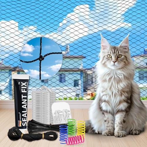 CENOVE katzennetz für Balkon,Katzennetz Drahtverstärkt 4x3m/6x3m/8x3m, Biss-und reißfestes Balkonnetz für Katzen, UV-beständig katzenschutznetz mit Klebehaken und Silikonkleber CENOVE katzennetz für Balkon,Katzennetz Drahtverstärkt 4x3m/6x3m/8x3m, Biss-und reißfestes Balkonnetz für Katzen, UV-beständig katzenschutznetz mit Klebehaken und Silikonkleber von CENOVE