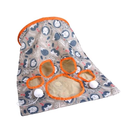 Katzen-Crinkle-Tasche, Katzenspielzeug-Tunneltasche | Selbstinteraktives Katzenspielzeug - Zusammenklappbare, bezaubernde Pfoten-Design, kreative, robuste Katzen-Spieltunneltasche mit Plüschball Cenrf von CENRF