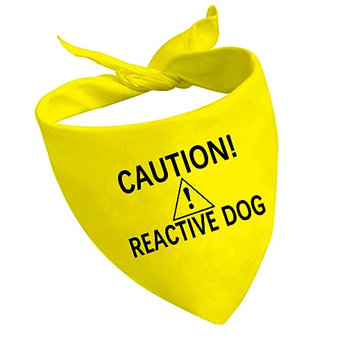1 Stück Caution Reactive Dog Bandana Anxious Dog Reactive Dog Bandana Yellow Dog Bandana (REACTIVE DOG D2) von CENWA