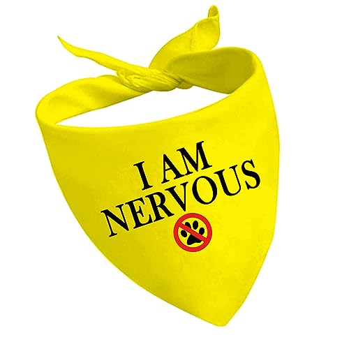 CENWA 1 x Hundehalstuch, Gelb (I Am Nervous D EU2), 70 cm x 34 cm, Polyester, Kordelzugverschluss von CENWA