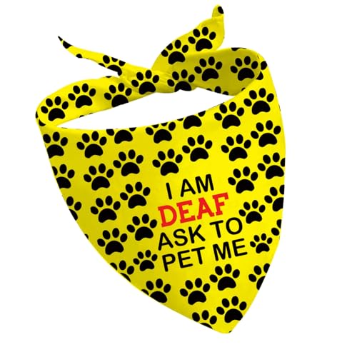 CENWA 1 x Hundehalstuch mit der Aufschrift "I'm Deaf Ask to Pet Me", Taschentuch, Schal zum Binden, für besondere Bedürfnisse CENWA 1 x Hundehalstuch mit der Aufschrift "I'm Deaf Ask to Pet Me", Taschentuch, Schal zum Binden, für besondere Bedürfnisse von CENWA