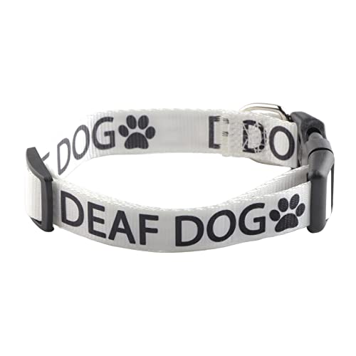 CENWA Deaf Hundehalsband für taub Hunde, Benachrichtigungen für taube Hunde, besondere Bedürfnisse, verstellbares Hundehalsband (weiß-taub) von CENWA