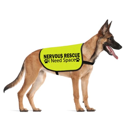 CENWA Nervous Rescue Hundejacke Weste Nervous Rescue Space Hundeweste Dog Walking Slogan Warnweste (Nervous Rescue M) von CENWA
