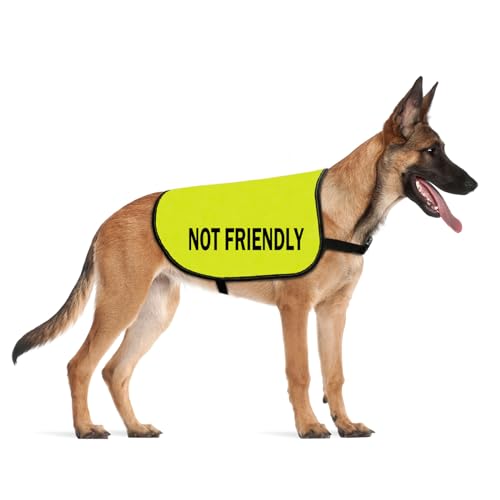 Lustige Hundejacke Weste Nicht Freundlich/Freundlich Ask To Pet Jacke Weste Alert Slogan Warnweste (Nicht Freundlich L EU) von CENWA