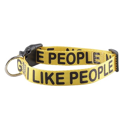 No Dogs I Like People Gelb Verstellbares Hundehalsband Erschrecktes Hundehalsband Reaktives Hundehalsband (Ich mag Menschen Halsband) von CENWA