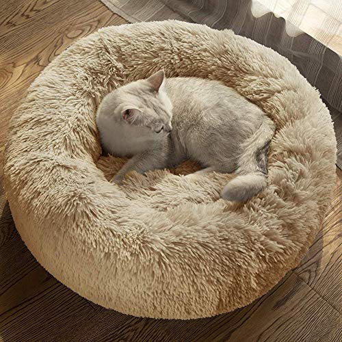 Hundebett mit Geräuschen, Donut-Design, beruhigendes Nest für Katzen, Hunde, Welpen, warmer Plüschhütte von CENY