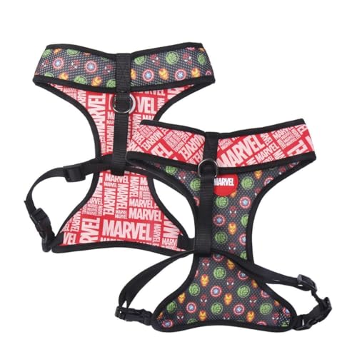 Cerdá - for Fan Pets - Hochwertiges Brustgeschirr mit Marvel Motiven Bedruckt | Aus 100% Polyester hergestellt, Beständiger Stoff und Kleine Anhänger aus Metall - Offiziell Lizenziert von Marvel von CERDÁ LIFE'S LITTLE MOMENTS