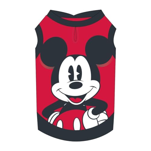 Mickey Mouse Hundepullover - Größe XXS-M, Rot und Schwarz, thermisches und atmungsaktives Gewebe aus Baumwolle und Polyester, mit dreifacher Klettverschluss, Originalprodukt, entworfen in Spanien von CERDÁ LIFE'S LITTLE MOMENTS