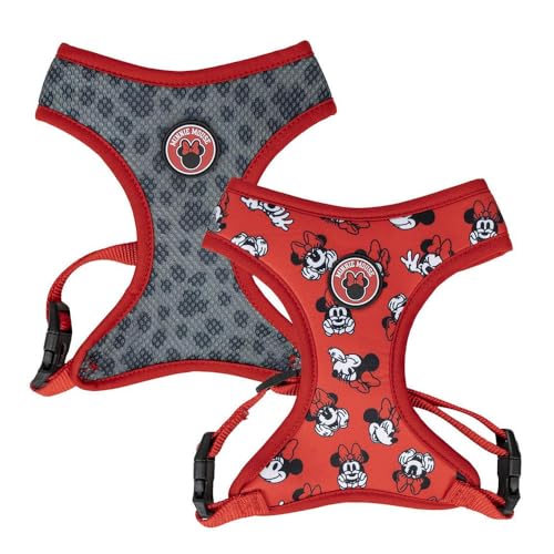 Premium-Hundegeschirr von Minnie Maus, Größe M/L, Grau und Rot, verstellbares Hundegeschirr, 100% Polyester, Originalprodukt, entworfen in Spanien von CERDÁ LIFE'S LITTLE MOMENTS