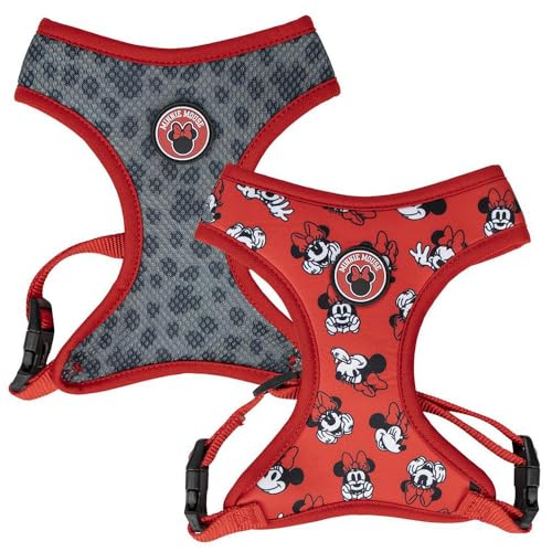 Premium-Hundegeschirr von Minnie Maus, Größe XXS/XS, Grau und Rot, verstellbares Hundegeschirr, 100 % Polyester, Originalprodukt, entworfen in Spanien von CERDÁ LIFE'S LITTLE MOMENTS