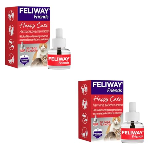 CEVA FELIWAY Friends Nachfüllflakon | Doppelpack | 2 x 48 ml | Pheromon-Verdampfer-Nachfüllung | Zur Konfliktreduzierung zwischen Katzen | Hält bis zu 30 Tage | Tierärztlich empfohlen von CEVA