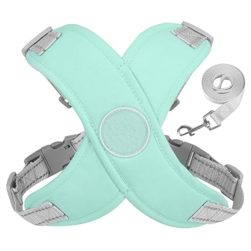 Atmungsaktives Hundegeschirr – weiches verstellbares Anti-Breakaway-Tiergeschirr mit Reflektoren, für kleine & mittelgroße Hunde (Green, L) von CEWIFO