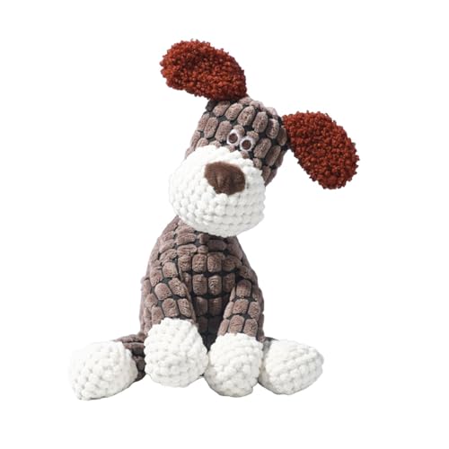 CEWIFO 25CM Unzerstörbares Plüsch-Hundespielzeug – Interaktives Plüsch Hundespielzeug interaktiv mit Quietscher, langlebig gefüllt für Welpen (Brauner Hund) (Brown) von CEWIFO