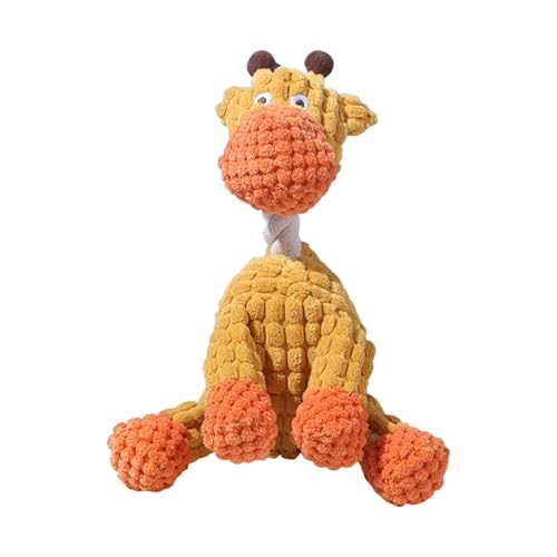 CEWIFO 25CM Unzerstörbares Plüsch-Hundespielzeug – Interaktives Plüsch Hundespielzeug interaktiv mit Quietscher, langlebig gefüllt für Welpen (Brauner Hund) (Orange) von CEWIFO