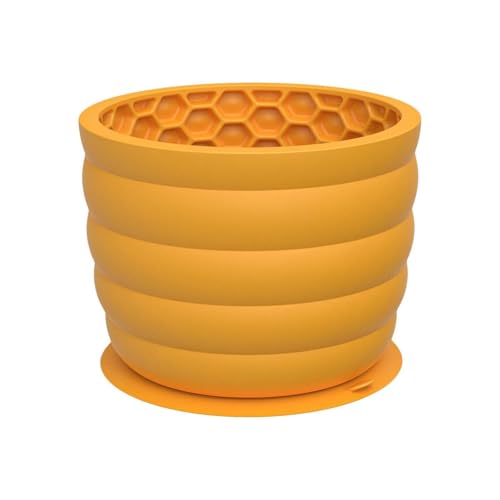 CEWIFO Silikon Dog Freeze Lick Bowl – Slow Feeder Hundenäpfe mit Anti-Kauschutz kleine/mittlere/große Hunde, Anreicherung Spielzeug (YE1, 9.4x9.4x8.2cm) von CEWIFO