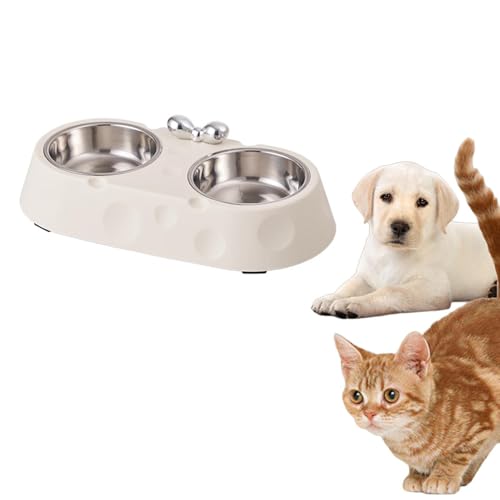 Doppelnapf Edelstahl für Katzen – Futternapf & Wasser napf in einem, langlebig & leicht zu reinigen, ideal für Kätzchen-Mahlzeiten & tägliche Trinkwasserversorgung (B) von CEWIFO