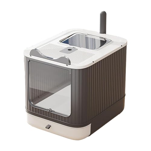 Geschlossene Katzentoilette – große Faltbare Toilette mit Dachfenster, abnehmbarem Tablett &, mit Deckel (White) von CEWIFO