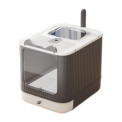 Geschlossene Katzentoilette – große Faltbare Toilette mit Dachfenster, abnehmbarem Tablett & Schaufel, mit Deckel (White) von CEWIFO
