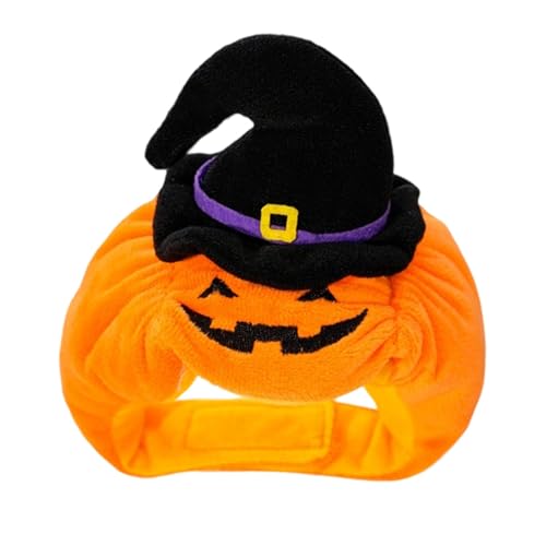 Halloween Haustierkostüm – Niedliches Kürbis-Hut-Set für Hunde & Katzen, lustige Hundekleidung & Cosplay-Outfit für Halloween-Party & Dekoration (Orange) von CEWIFO