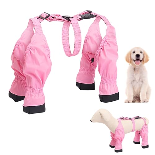 Hosenträger-Hausschuhe für Hunde – rutschfeste Paw Boots mit verstellbarem Riemen, Pfotenschutz für Reisen (M) von CEWIFO