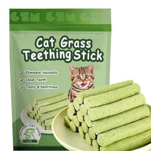 Katzen-Gefriergetrocknete Katzengras-Snack-Sticks mit Katzenminze – Beißstab-Design zur Zahnpflege & Haarknäuel-Entfernung (1) von CEWIFO