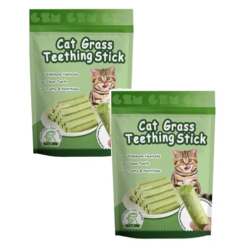 Katzen-Gefriergetrocknete Katzengras-Snack-Sticks mit Katzenminze – Beißstab-Design zur Zahnpflege & Haarknäuel-Entfernung (2) von CEWIFO