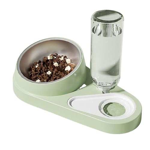 Katzennapf-Set – Doppelter Futternapf für Nass- und Trockenfutter, mit automatischer Wasserflasche, 15° neigbare Futterschalen für Hunde und Katzen, praktischer Cat Feeder für Haustiere (B) von CEWIFO