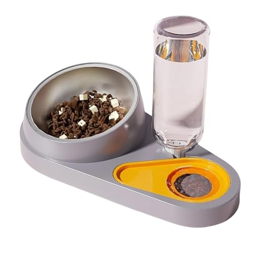 Katzennapf-Set – Doppelter Futternapf für Nass- und Trockenfutter, mit automatischer Wasserflasche, 15° neigbare Futterschalen für Hunde und Katzen, praktischer Cat Feeder für Haustiere (D) von CEWIFO