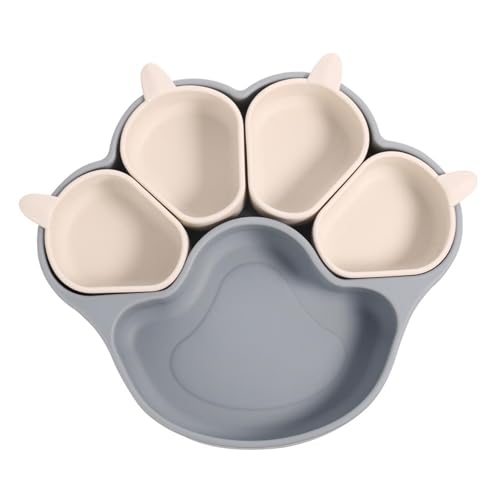Multifunktionale Silikonschüssel-Set – Kinderschüssel & Haustierschüssel (Katzen- und Hundeschüssel) mit Saugnapf, Katzen-Form Silikonteller & Katzenpad, sicher für Kinder & Haustiere (Dunkelblau) von CEWIFO