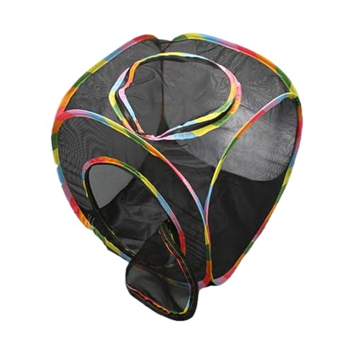 Rollender Katzen-Cube-Zelt – Faltenbarer, Pop-Open Mesh Cube für Katzen, Outdoor Pet Play Laufstall (Black) von CEWIFO