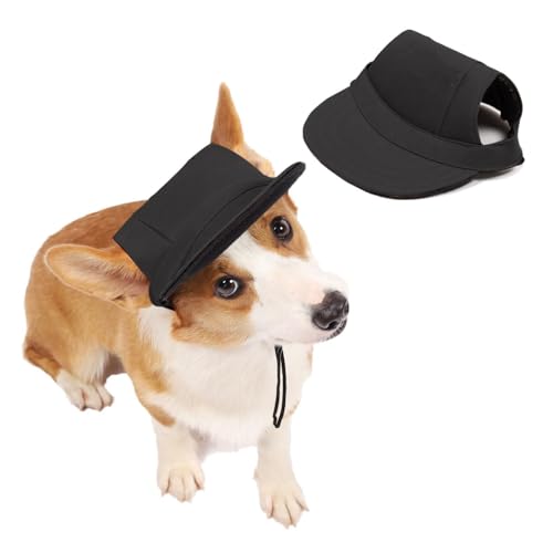 Verstellbare Hunde-Baseballmütze – Sommer-Sonnenschutz mit Ohrlöchern, ideal für Welpen & Erwachsene, passend zu Outdoor-Aktivitäten (Black, L) von CEWIFO
