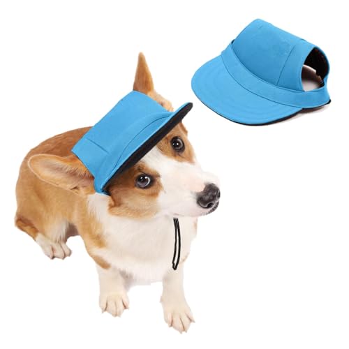 Verstellbare Hunde-Baseballmütze – Sommer-Sonnenschutz mit Ohrlöchern, ideal für Welpen & Erwachsene, passend zu Outdoor-Aktivitäten (Blue, S) von CEWIFO