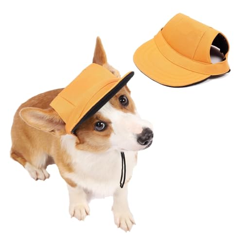Verstellbare Hunde-Baseballmütze – Sommer-Sonnenschutz mit Ohrlöchern, ideal für Welpen & Erwachsene, passend zu Outdoor-Aktivitäten (Orange, S) von CEWIFO