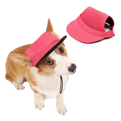 Verstellbare Hunde-Baseballmütze – Sommer-Sonnenschutz mit Ohrlöchern, ideal für Welpen & Erwachsene, passend zu Outdoor-Aktivitäten (Red, M) von CEWIFO