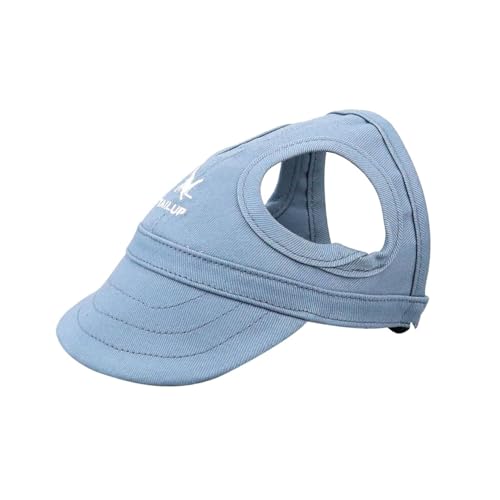Verstellbare Hunde-Baseballmütze – sportlicher Sonnenhut mit Ohrlöchern, Streifen-Design, ideal für Sommerreisen & Outdoor-Aktivitäten (Blue, S) von CEWIFO