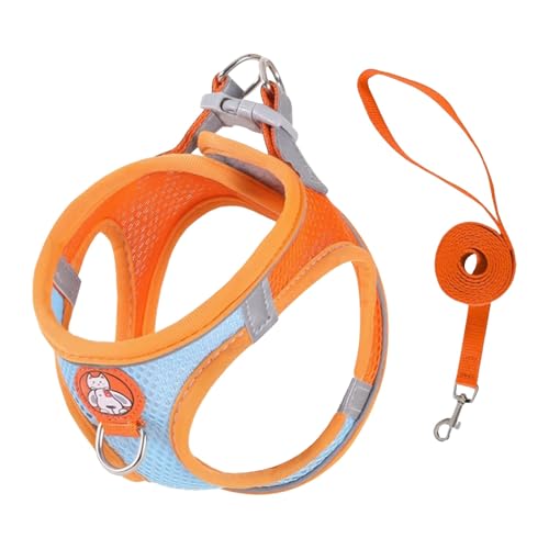 Verstellbares, atmungsaktives Brustgeschirr für Hunde & Katzen – reflektierendes Gurtband für Training & Outdoor, geeignet für klein, mittel & groß (Orange) von CEWIFO