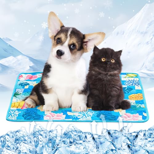 CEWROM Kühlmatte für Hund, Hundekühlmatte für Hund & Katze, SelbstKühlende Hundematte Sommer Waschbar Hundedecke für Zuhause Unterwegs oder im Auto (Blue) von CEWROM