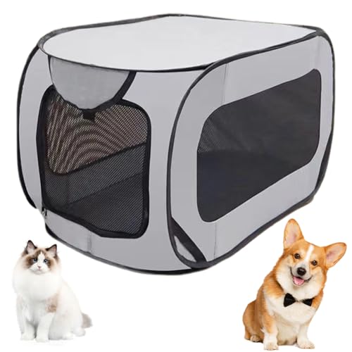 CEWROM Tragbarer Käfig für Hunde und Katzen im Auto, Welpenauslauf Faltbar Laufstall Hund, Welpenlaufstall Tierlaufstall Wasserdichtes Atmungsaktiv Netz, Hundebox Haustier Laufstall, 94 x 53 x 53 cm von CEWROM
