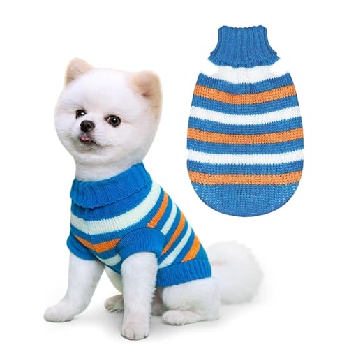 Hundepullover Kleine Hunde, Winter Warmer Hundepullover Kleine Hunde Rollkragen Strickpullover Hunde Pullover Weich Hundekleidung Hundepulli Hund Kleidung Für Kleine Mittelgroße Hunde Und Katzen von CEZKFH