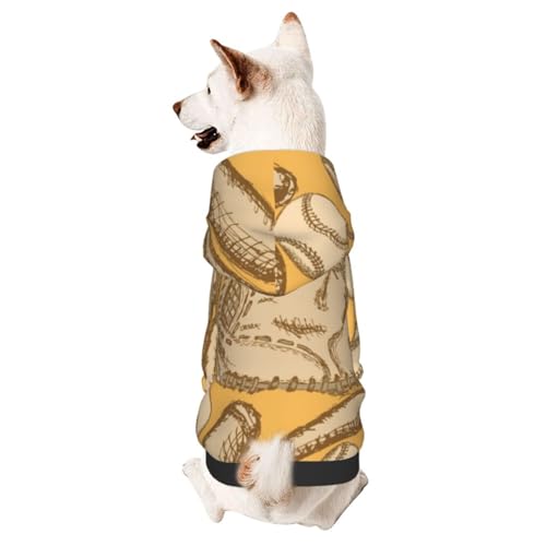 Baseball-Kapuzenpullover mit Fledermaus- und Handschuh-Muster, Hunde-Kapuzenpullover für kleine und mittelgroße Hunde von CFAN