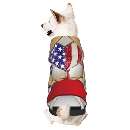 Baseball-Sport-Kapuzenpullover mit amerikanischer Flagge, Baseballschläger für den Winter, Hundepullover von CFAN